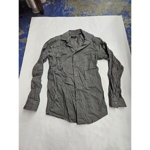 Marc Anthony Slim Fit Striped Button Down Shirt Grey Black Mens 15.5 34/35